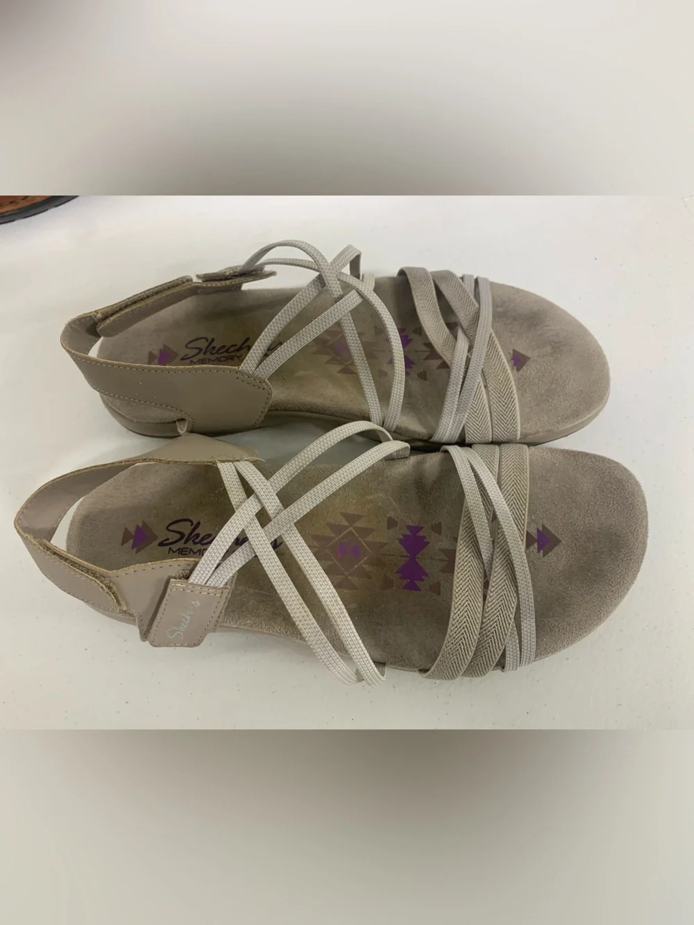Skechers Women's Multi-Strap Memory Foam Sandals Size 8 Wide